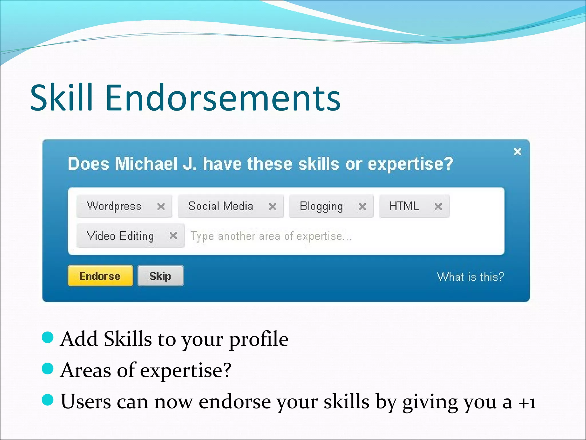 Step Your Game Up
 95% of Human Resource Managers use
 LinkedIn during their recruitment process
                - Society for Human Resource Management

 People with more than 20 connections
 are 34 times more likely to be
 approached with a job opportunity than
 users with less than five connections
 