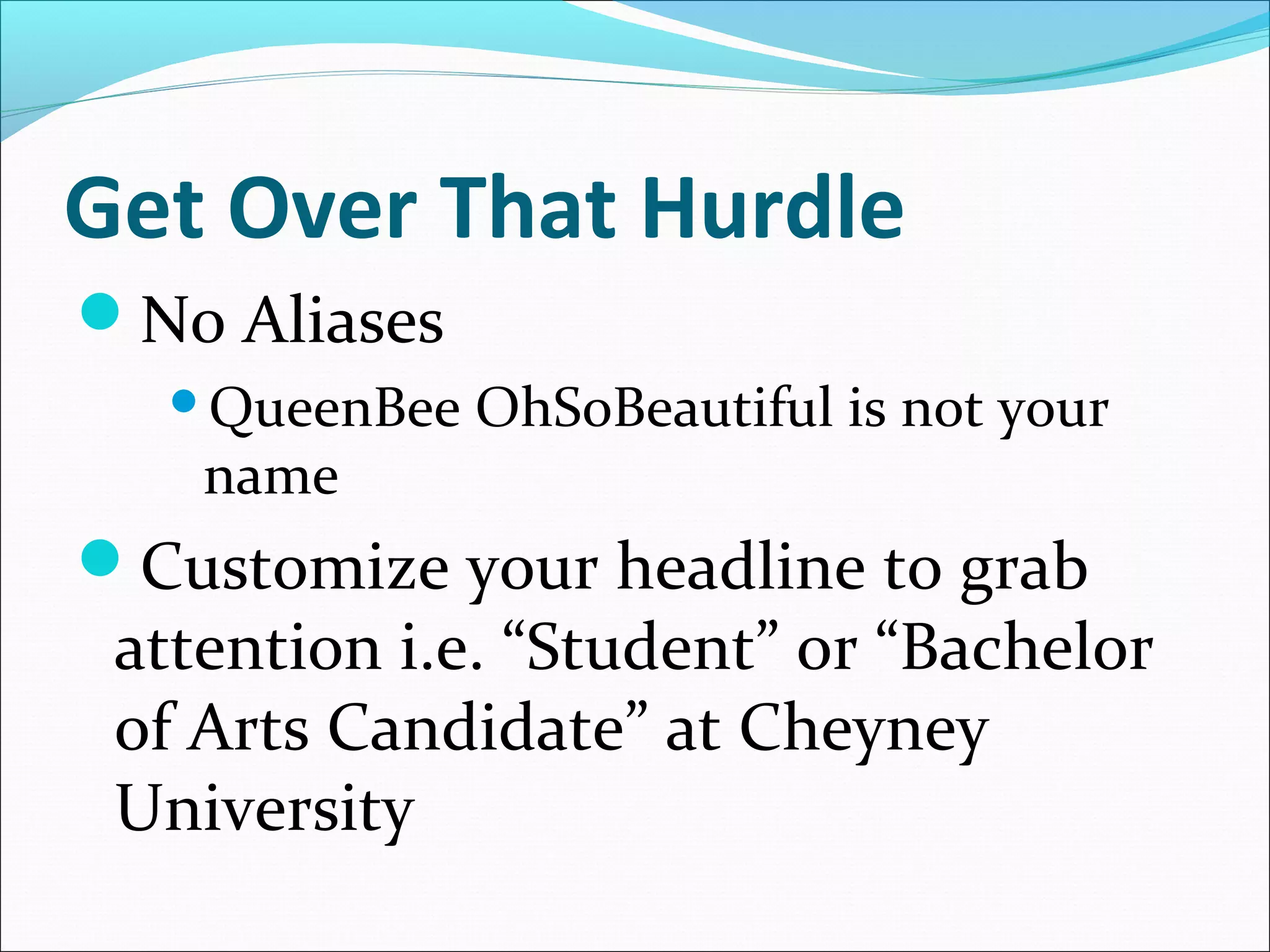 A First Impression in 3 Points
 