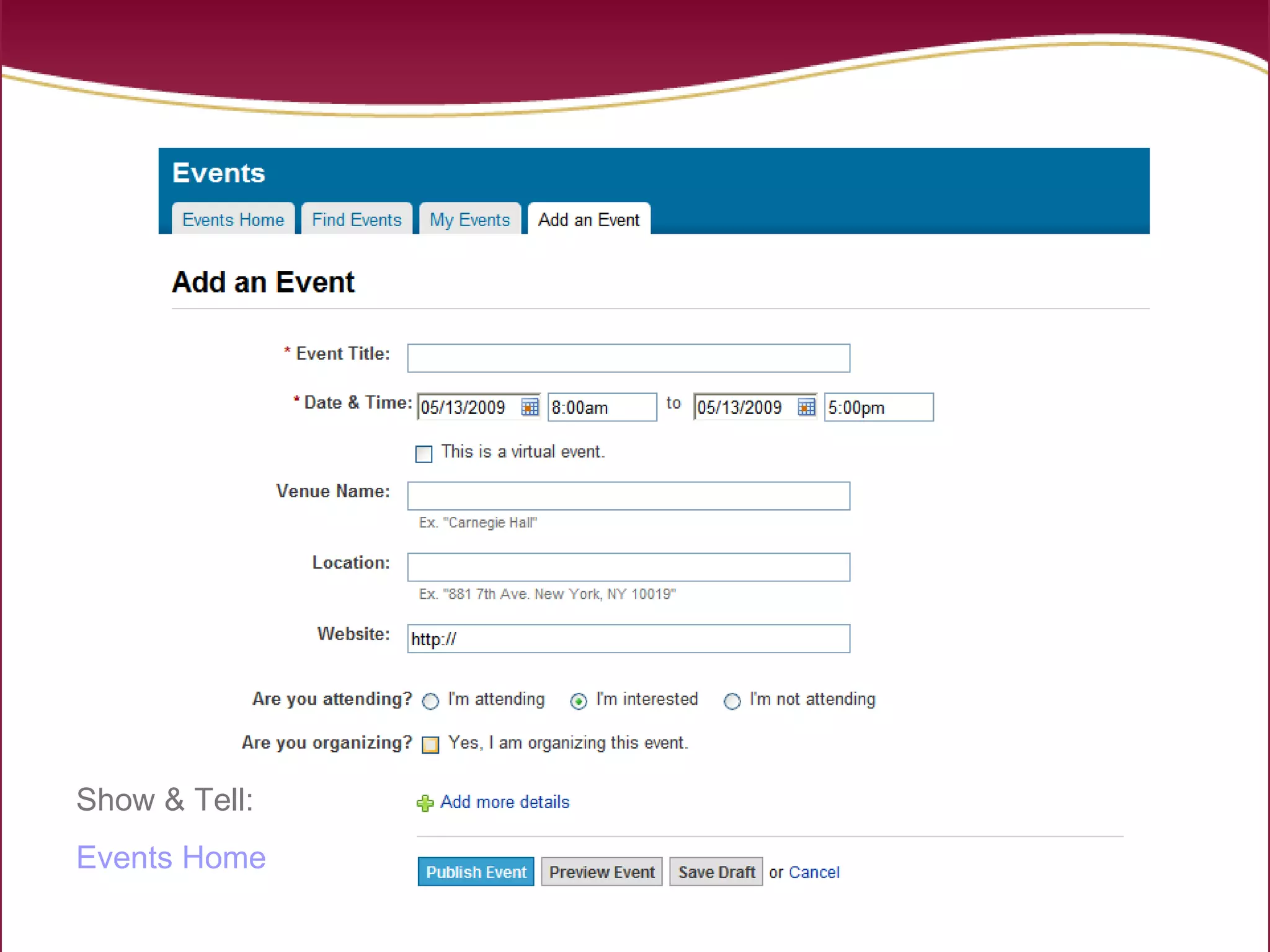 online collaboration tools  online collaboration tools  online collaboration tools  Show & Tell: Events Home 