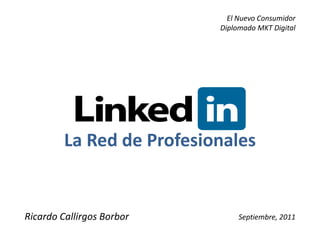 El Nuevo Consumidor
                           Diplomado MKT Digital




         La Red de Profesionales


Ricardo Callirgos Borbor        Septiembre, 2011
 