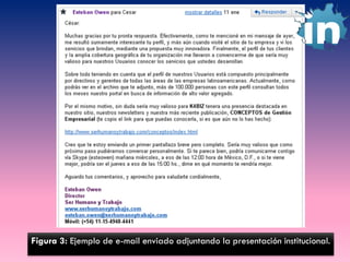Figura 3: Ejemplo de e-mail enviado adjuntando la presentación institucional.

 