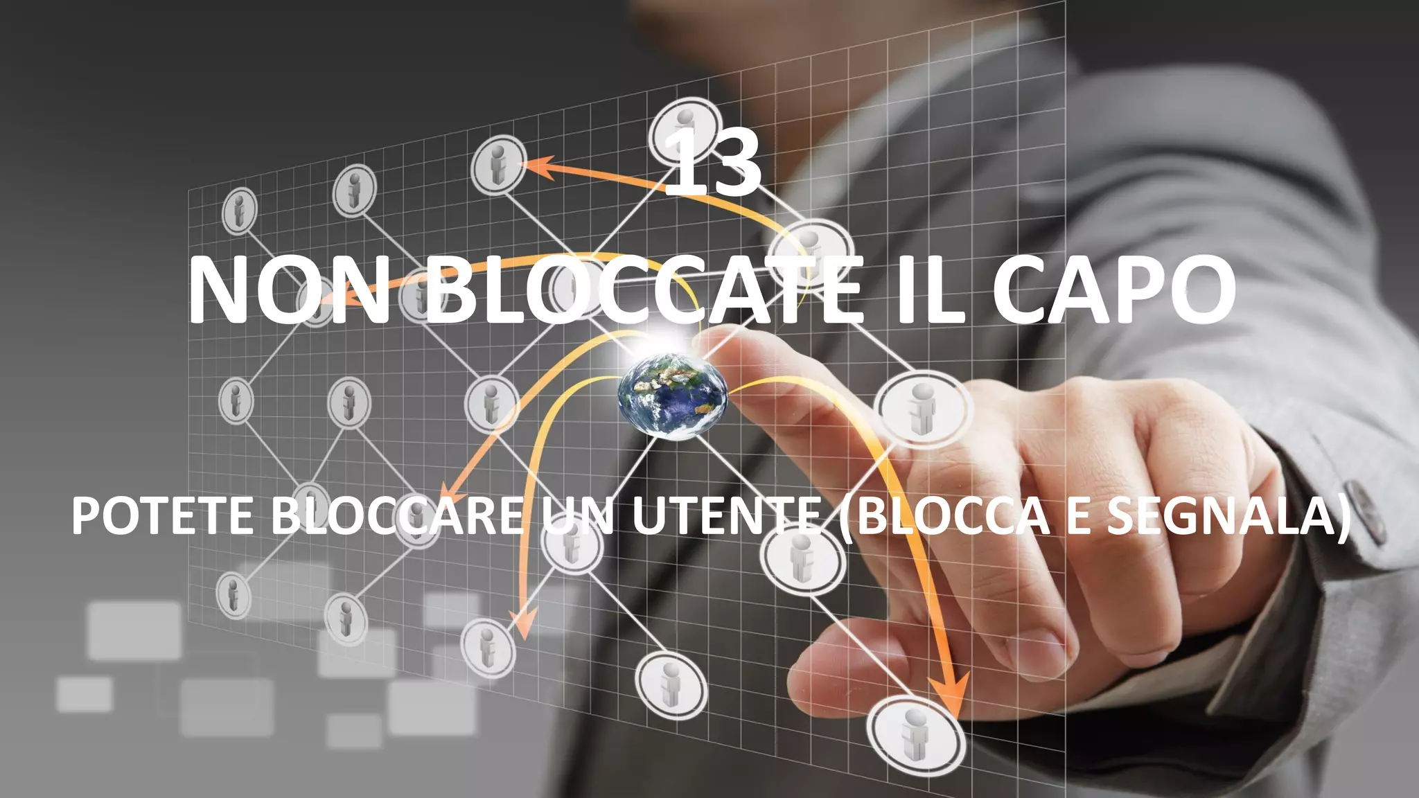 13
NON BLOCCATE IL CAPO
POTETE BLOCCARE UN UTENTE (BLOCCA E SEGNALA)
 