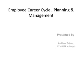Employee Career Cycle , Planning &
Management
Presented by
Shubham Potdar
KIT’s IMER Kolhapur
 