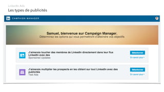 Les types de publicités
LinkedIn Ads
 