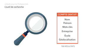 Nom
Prénom
Entreprise
École
Géolocalisation
L’outil de recherche
COMPTE GRATUIT
100 RÉSULTATS
Mots clés
LinkedIn pour les Professionnels
 