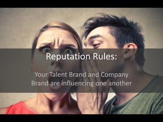 Reputation Rules:
Your Talent Brand and Company
Brand are influencing one another
 
