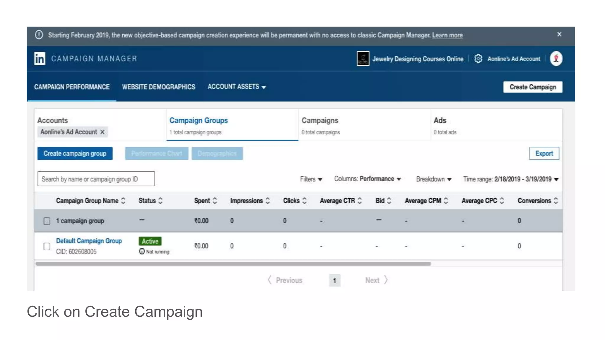 Click on Create Campaign
 