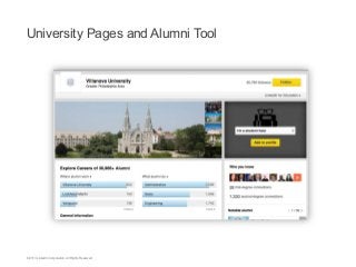 University Pages and Alumni Tool

©2013 LinkedIn Corporation. All Rights Reserved.

 