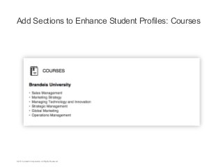 Add Sections to Enhance Student Profiles: Courses

©2013 LinkedIn Corporation. All Rights Reserved.

 