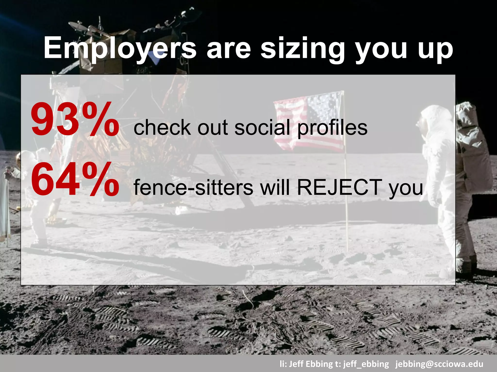 li: Jeff Ebbing t: jeff_ebbing jeffebbing101@gmail.com
Here I am
Title? Yawn.
Say something about your
sexy, amazing self.
Think keyword search.
 