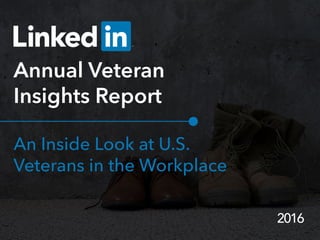 2016
Annual Veteran
Insights Report
An Inside Look at U.S.
Veterans in the Workplace
 
