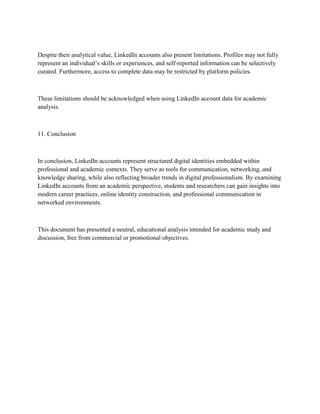 Understanding LinkedIn Accounts in Modern Professional Communication | PDF