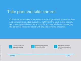 ©2014LinkedInCorporation.AllRightsReserved.
Take part and take control.
Customize your LinkedIn experience to be aligned w...