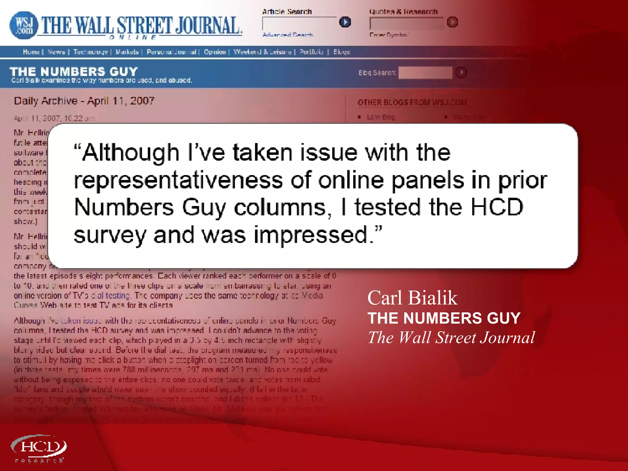 Carl Bialik THE NUMBERS GUY The Wall Street Journal 