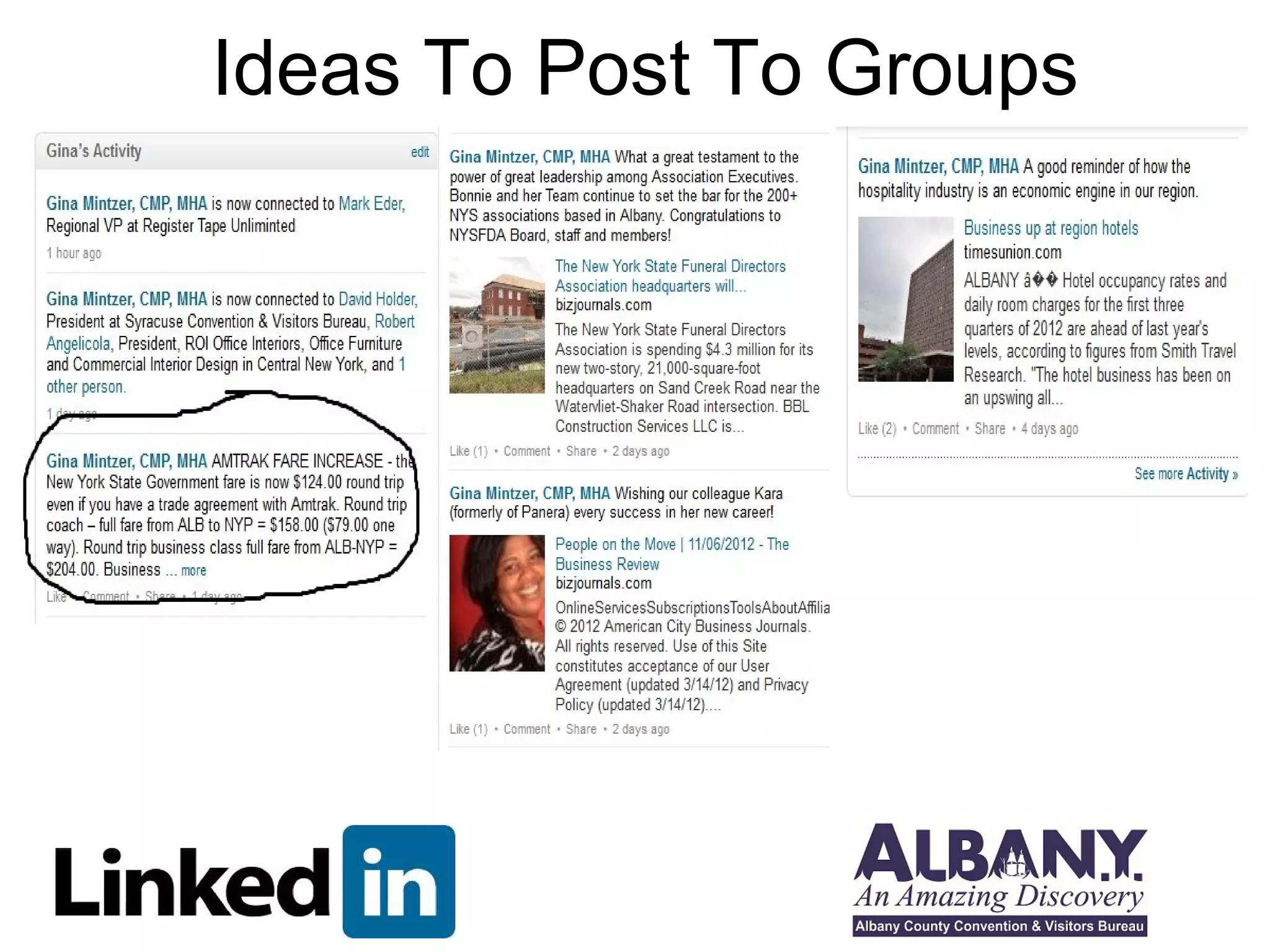 Ideas To Post To Groups
 