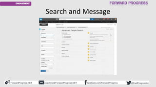 ForwardProgress.NET facebook.com/ForwardProgresscoachme@ForwardProgress.NET @FwdProgressInc
Search and Message
 