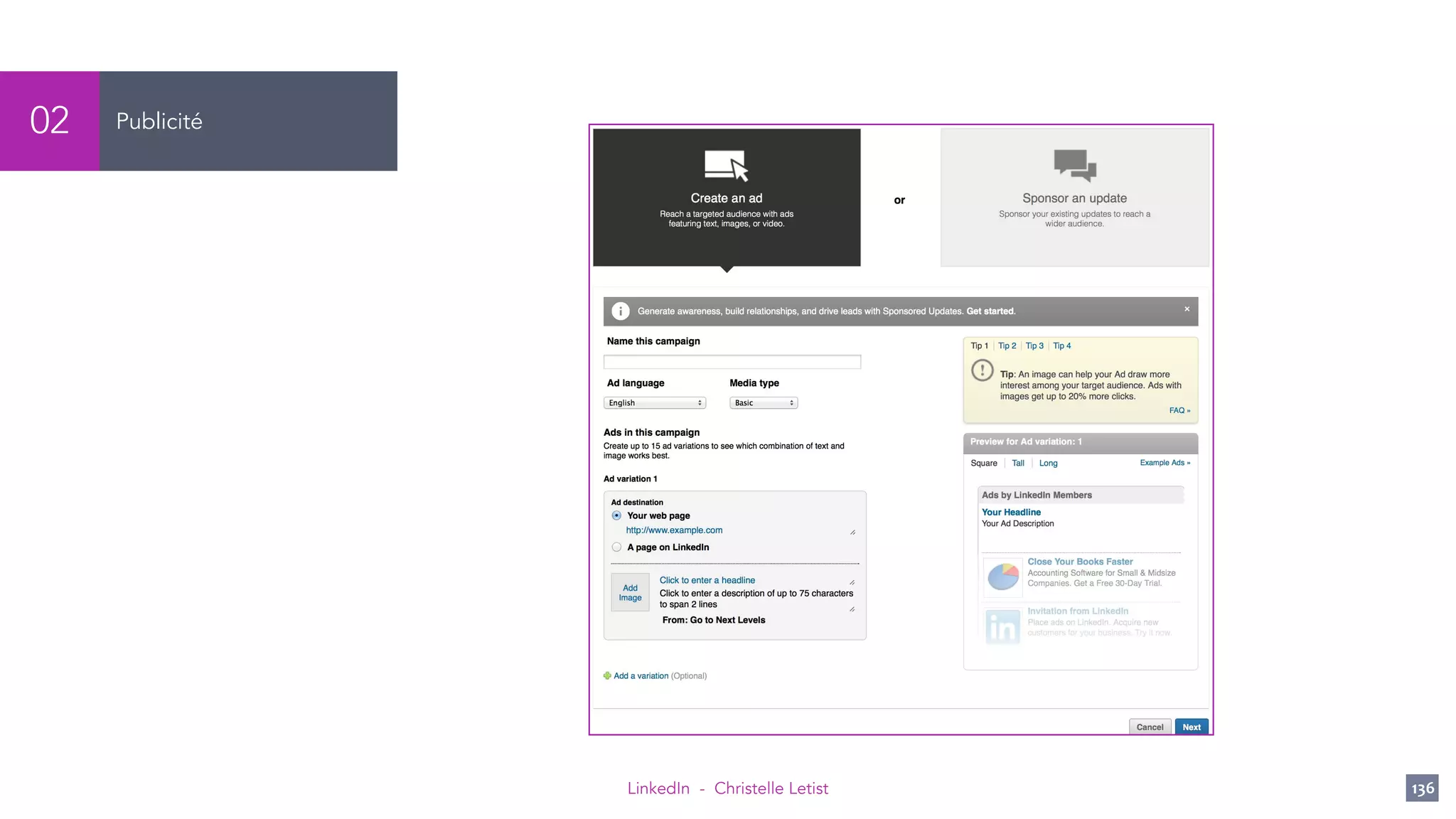 LinkedIn - Christelle Letist 136
Publicité02
 