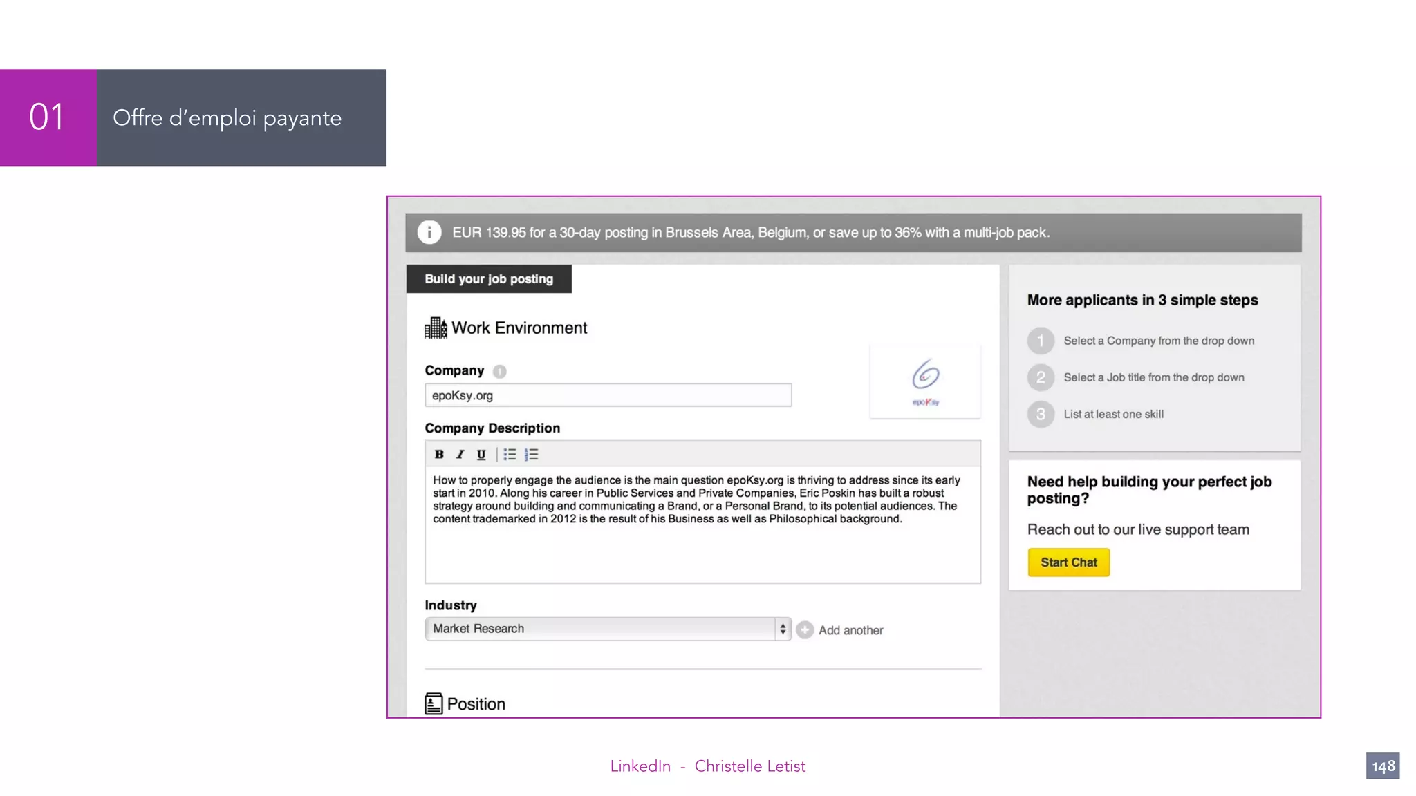 LinkedIn - Christelle Letist 148
Offre d’emploi payante01
 