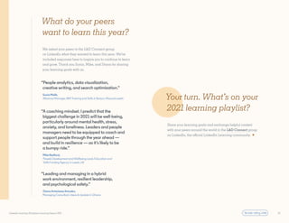 LinkedIn Learning Workplace Learning Report 2021 23
What do your peers
want to learn this year?
We asked your peers in the...