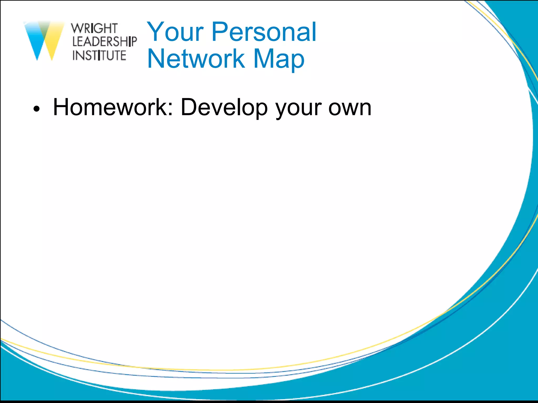 Your Personal  Network Map Homework: Develop your own 