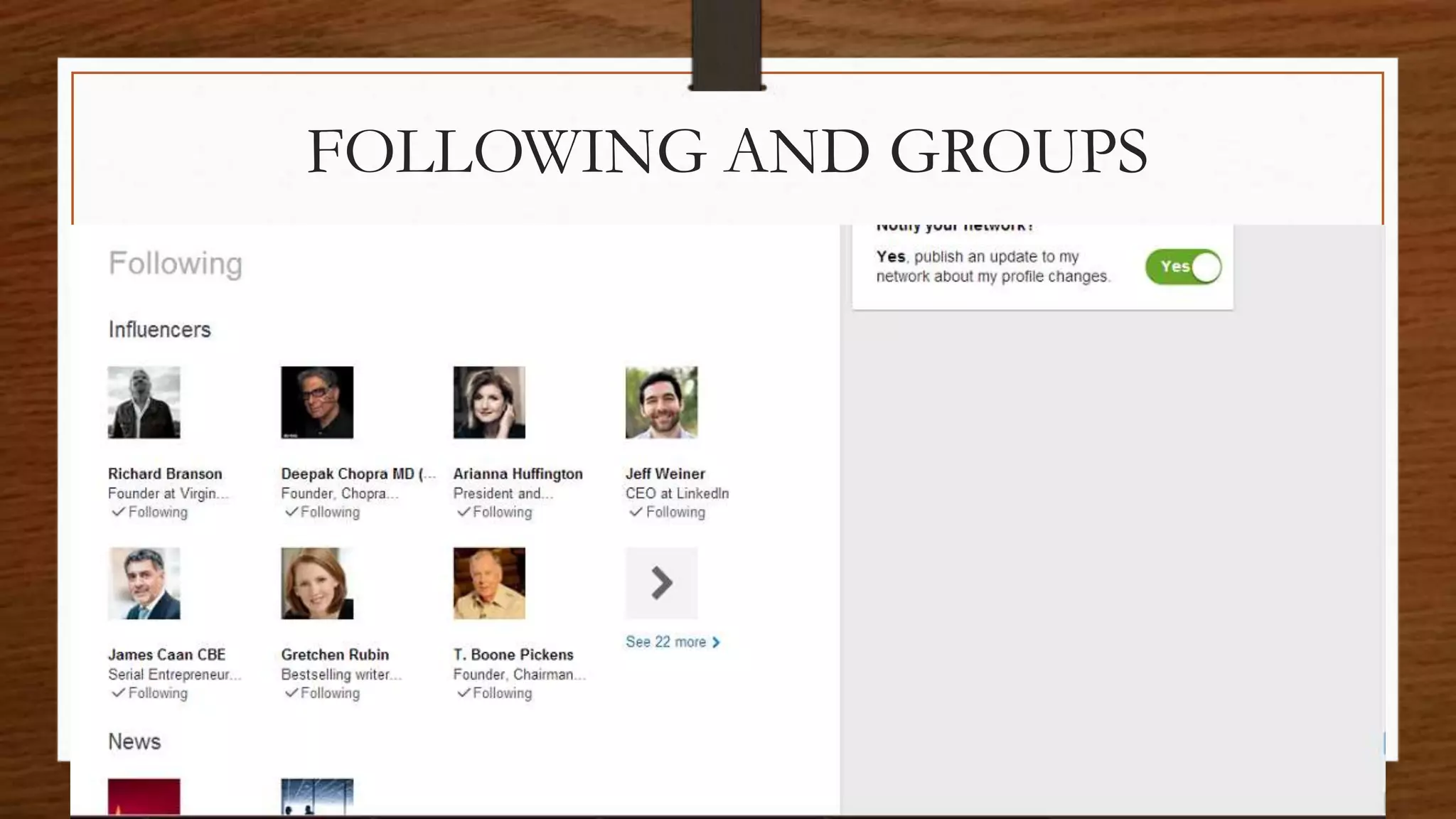 FOLLOWING AND GROUPS
 