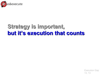 Strategy is important,  but it’s execution that counts Execution Gap 13, 13 