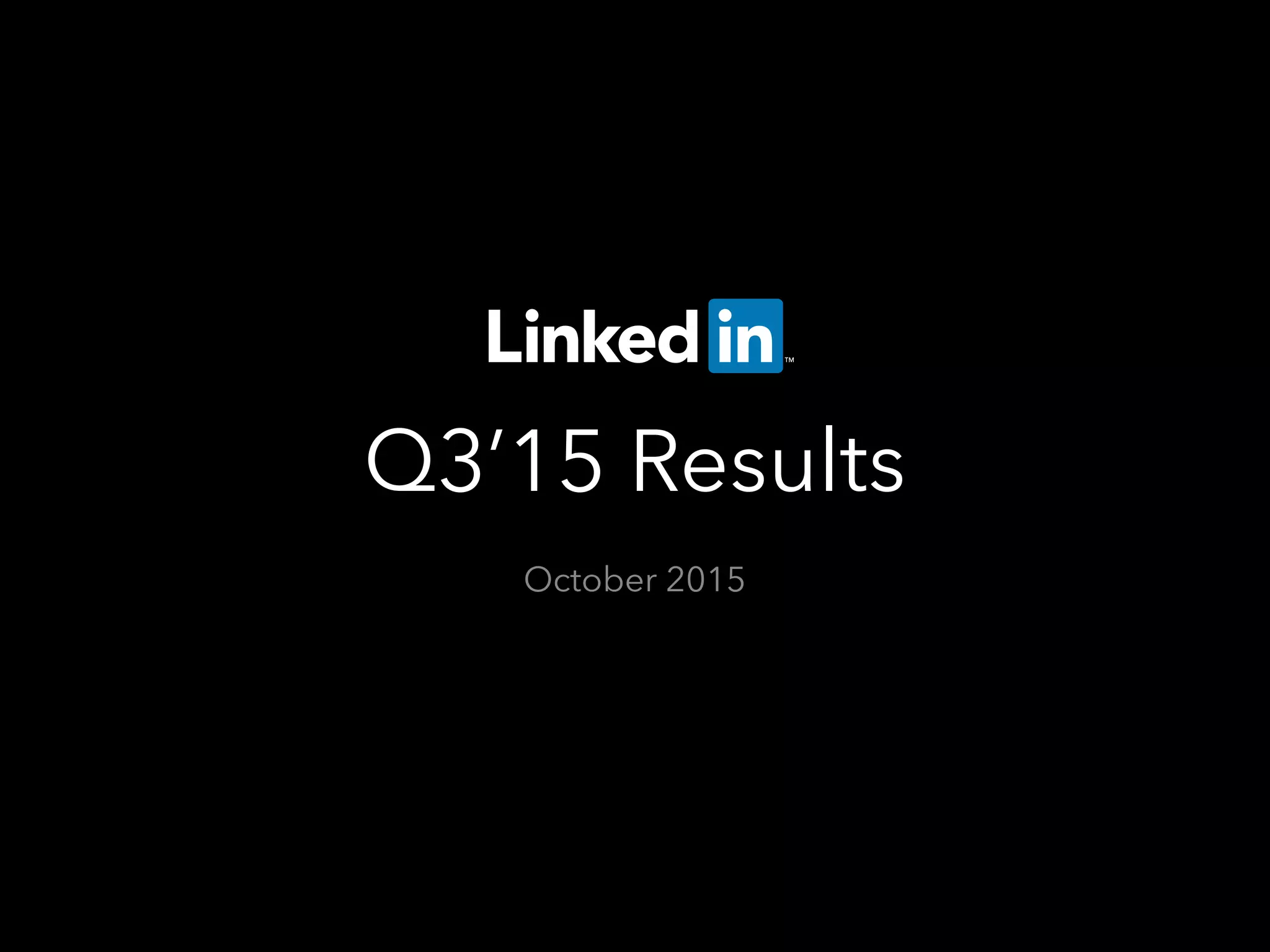 Q3’15 Results
October 2015
 