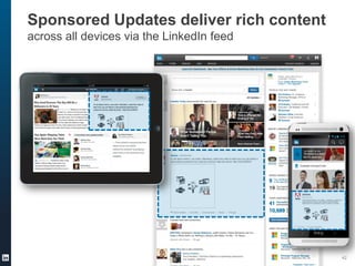 Sponsored Updates deliver rich content
across all devices via the LinkedIn feed
42
 