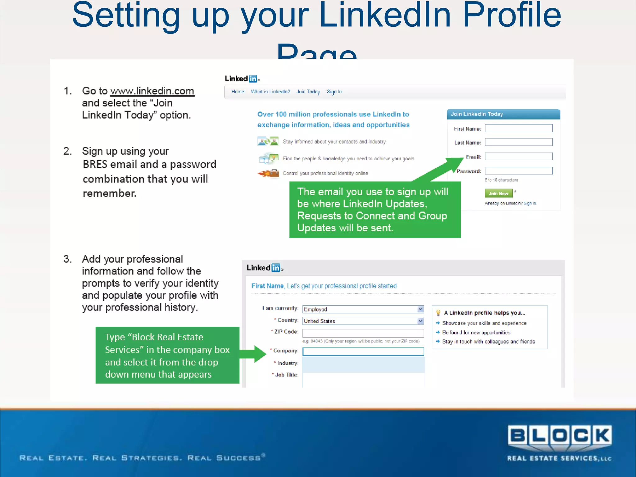 Setting up your LinkedIn Profile
             Page
 