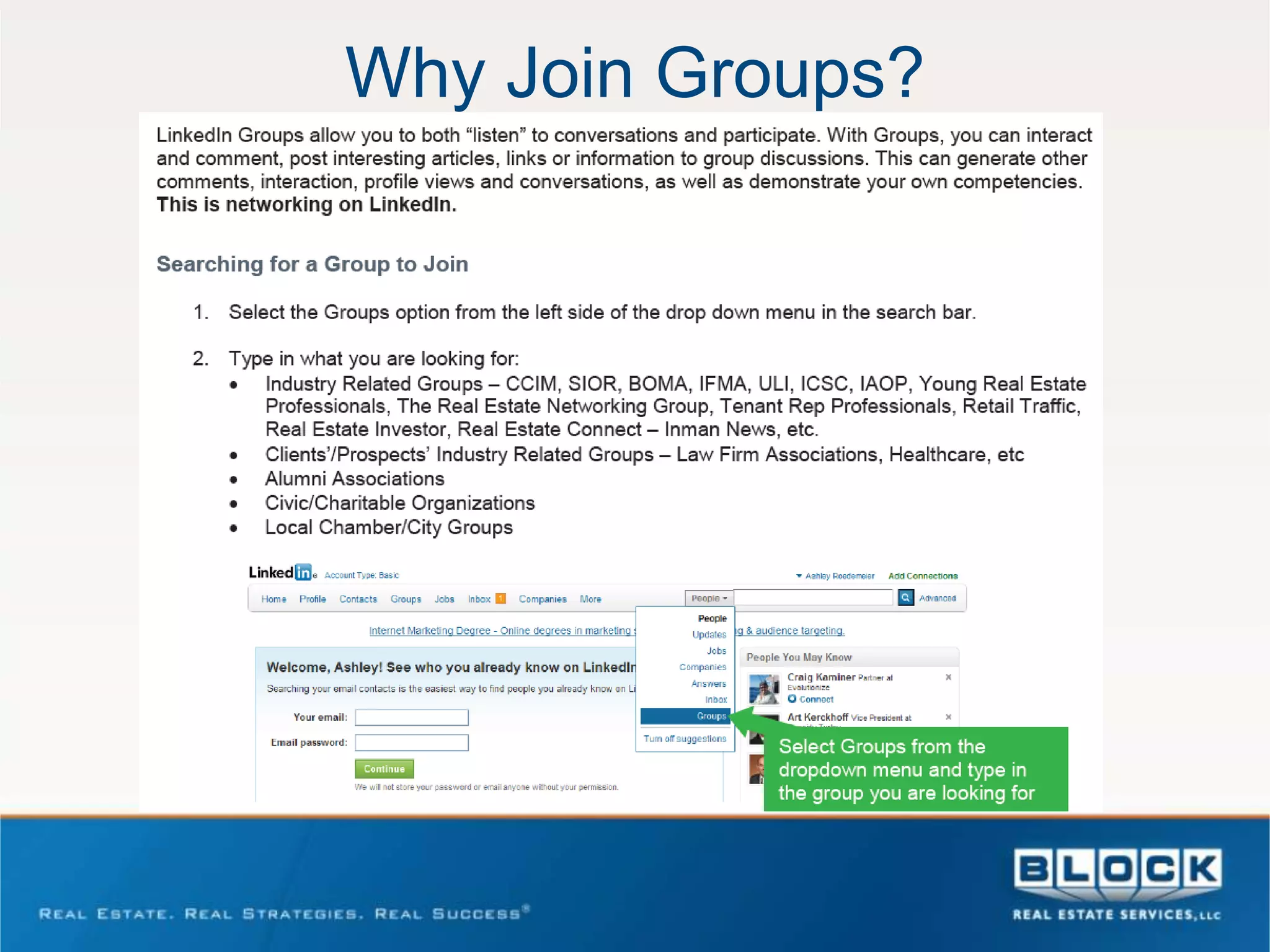 Why Join Groups?
 