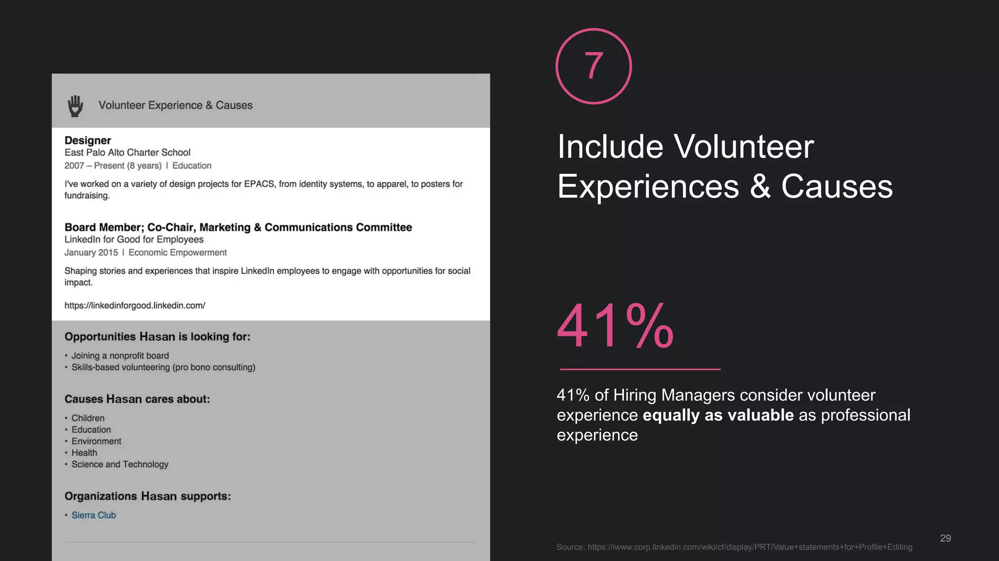 Ask for recommendations that add credibility and flavor
Tips for getting strong recommendations:
Ask former professors,
colleagues, clients
Remind them of your past
projects and
accomplishments
Recommendations
should showcase a
diverse set of skills &
strengths
29
 