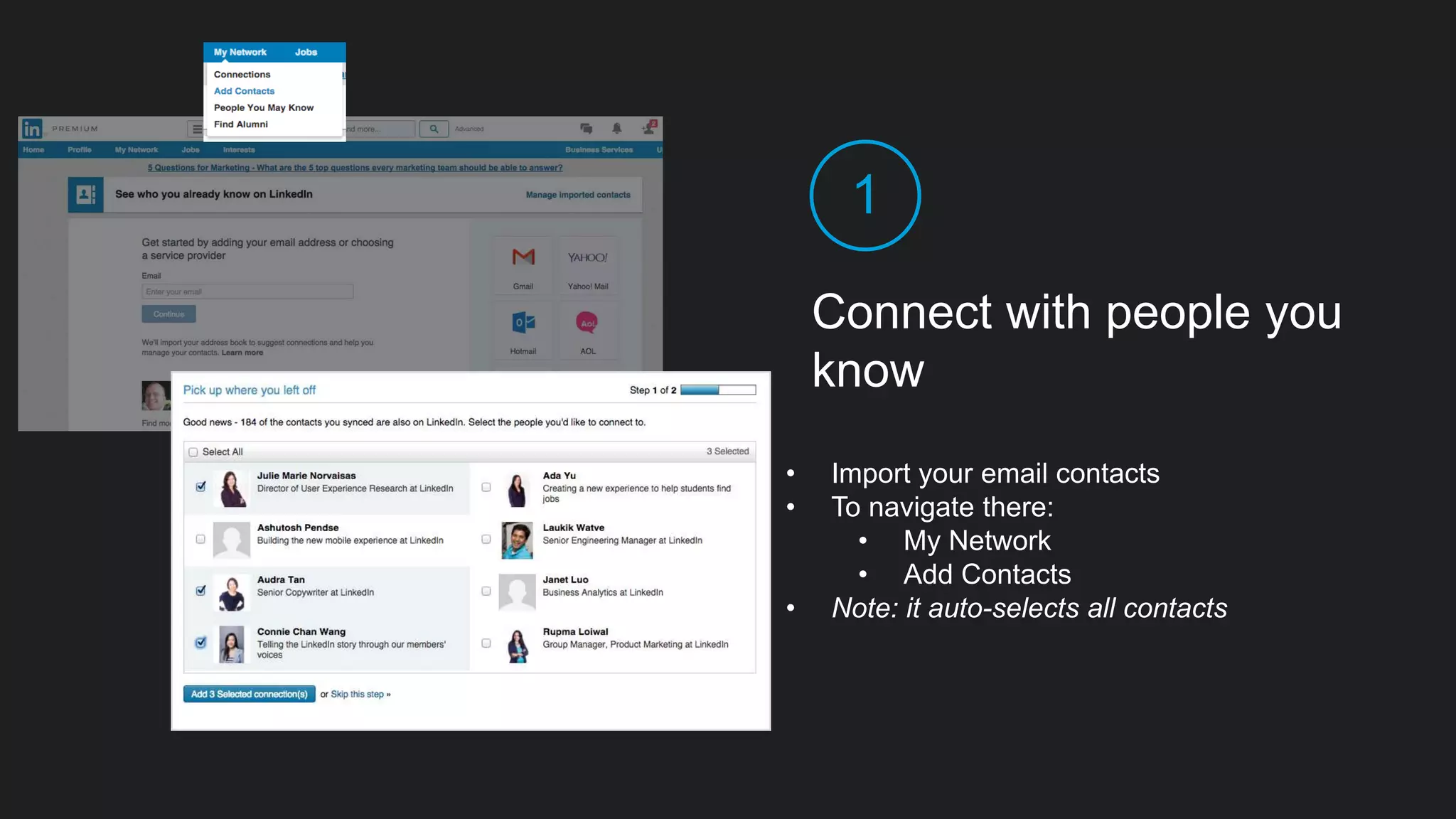 Run a search for a person’s profile
36
Search for people on LinkedIn
Start with the main Search bar
at the top – type in a name.
If you spot them go to their
profile.
If you don’t see them
straightaway, hit Enter…
 