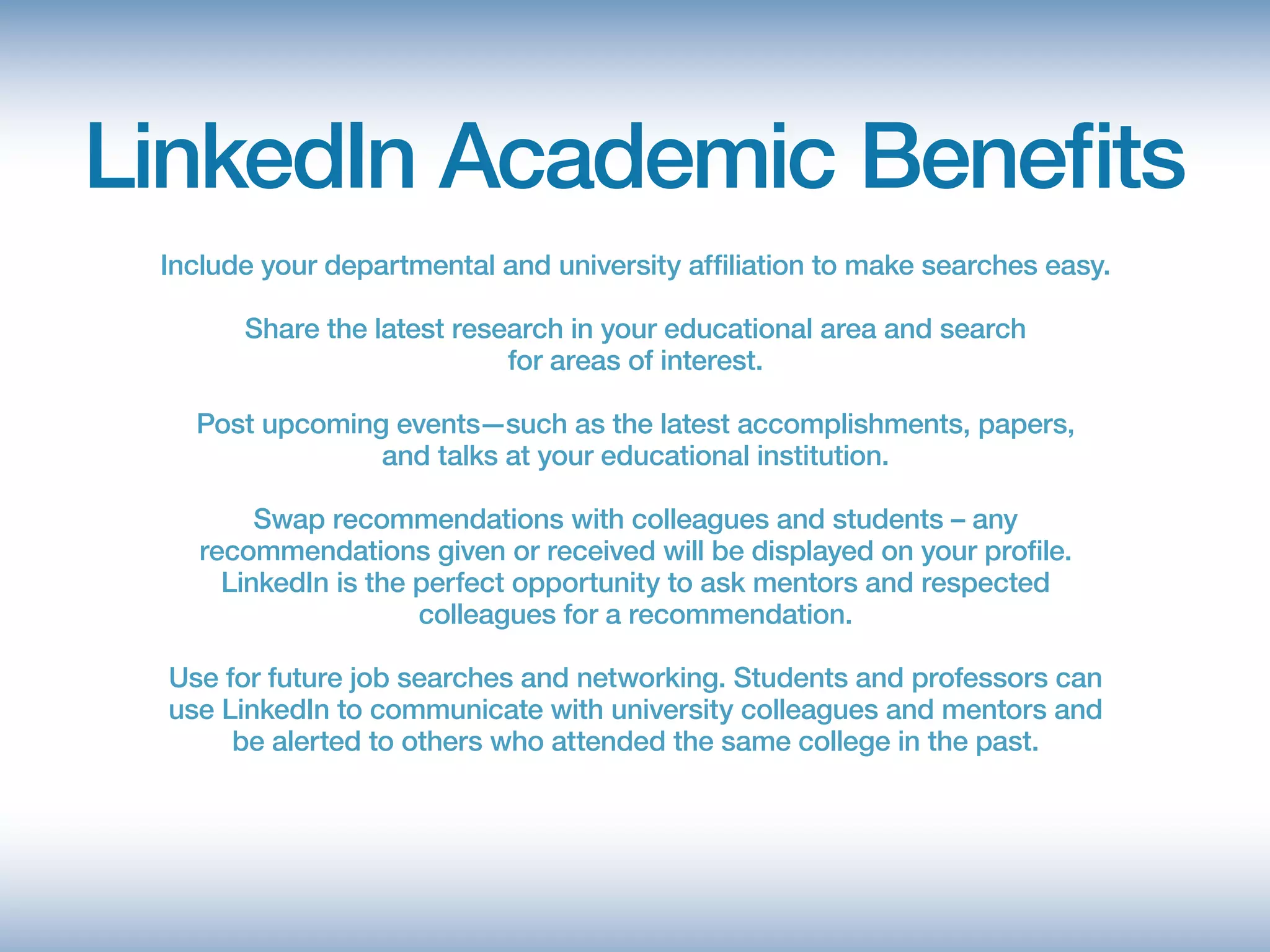 LinkedIn 101 for Academia