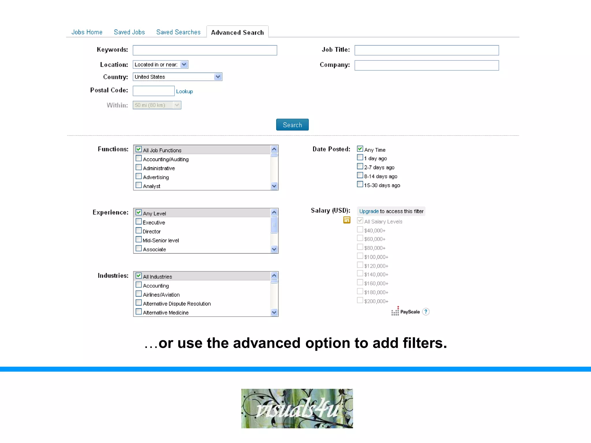 …or use the advanced option to add filters.
 
