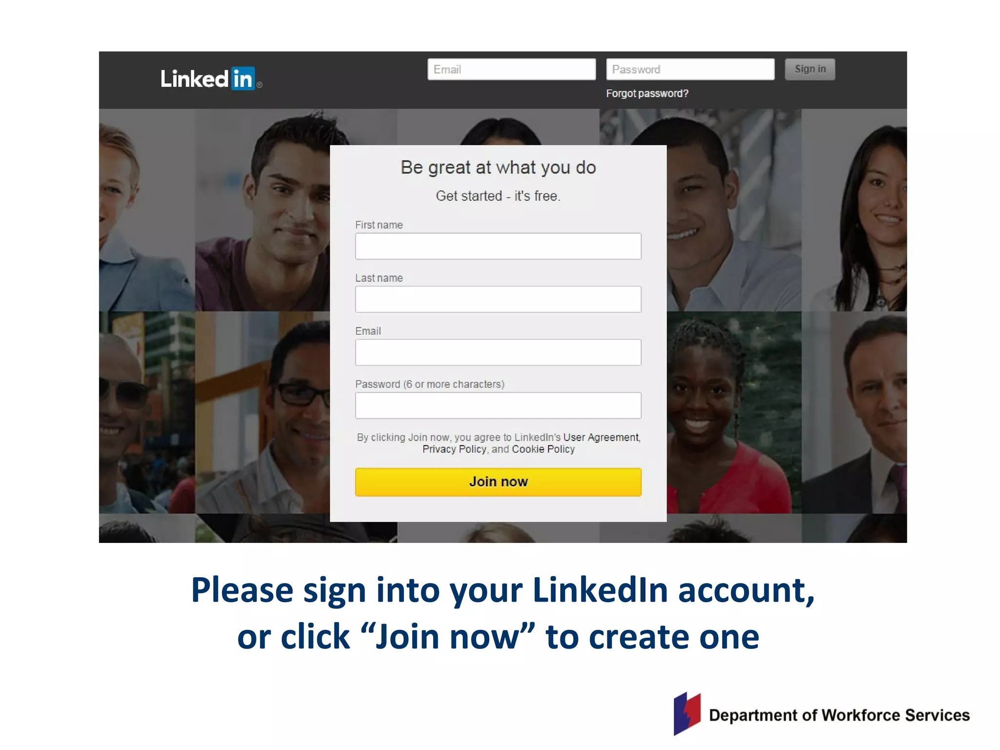 Please sign into your LinkedIn account,
or click “Join now” to create one
 
