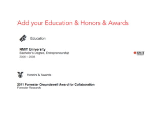 Add your Education & Honors & Awards
 