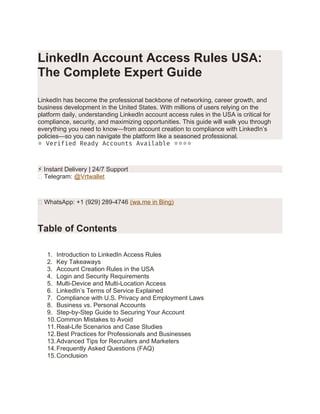 Comprehensive Guide to LinkedIn Account Access Rules in the USA for ...