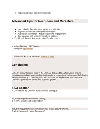 Comprehensive Guide to LinkedIn Account Access Rules in the USA for ...