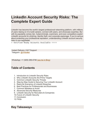 Comprehensive Guide to LinkedIn Account Security Risks and Protection ...