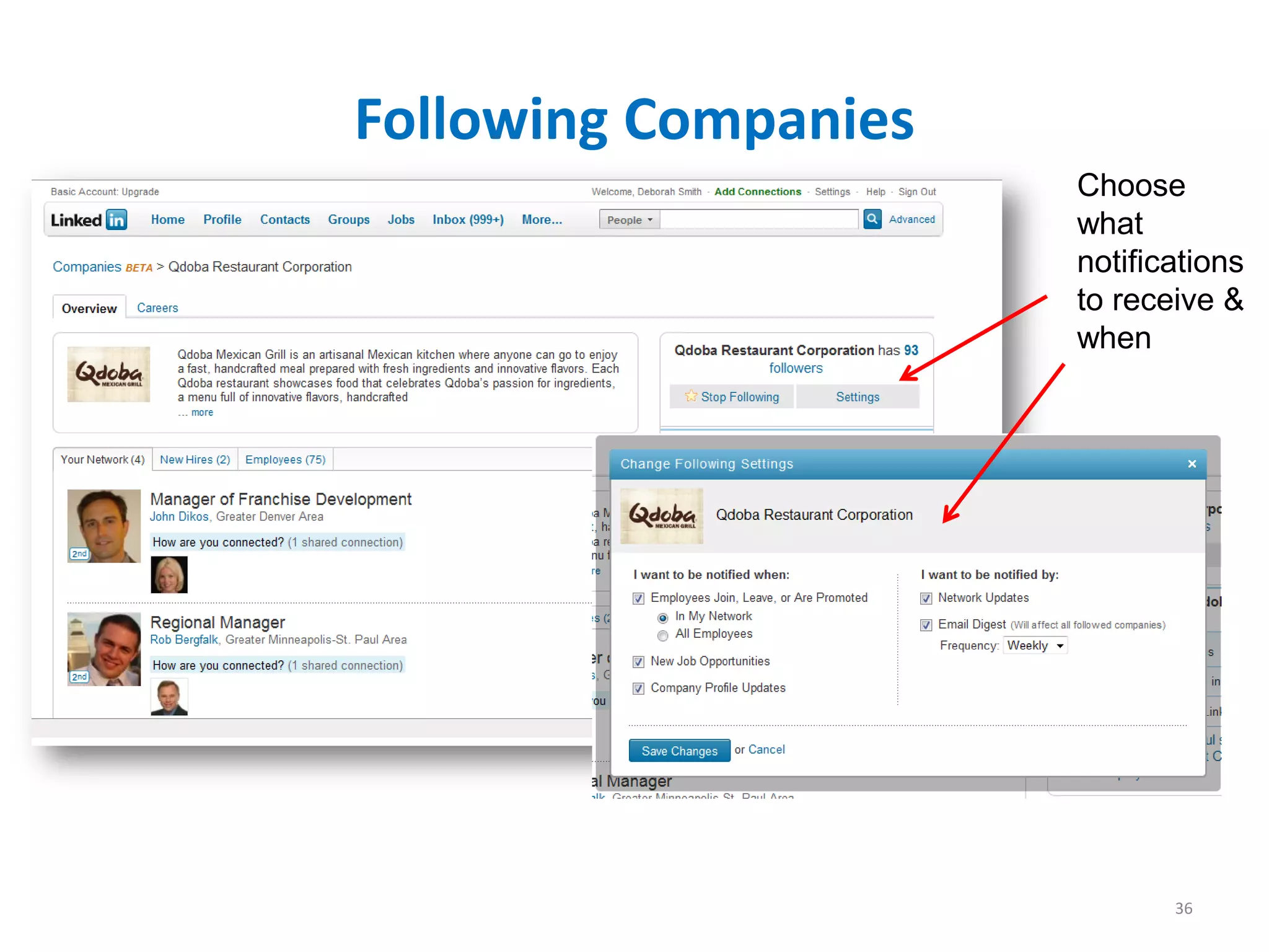 Following Companies
                      Choose
                      what
                      notifications
                      to receive &
                      when




                             36
 