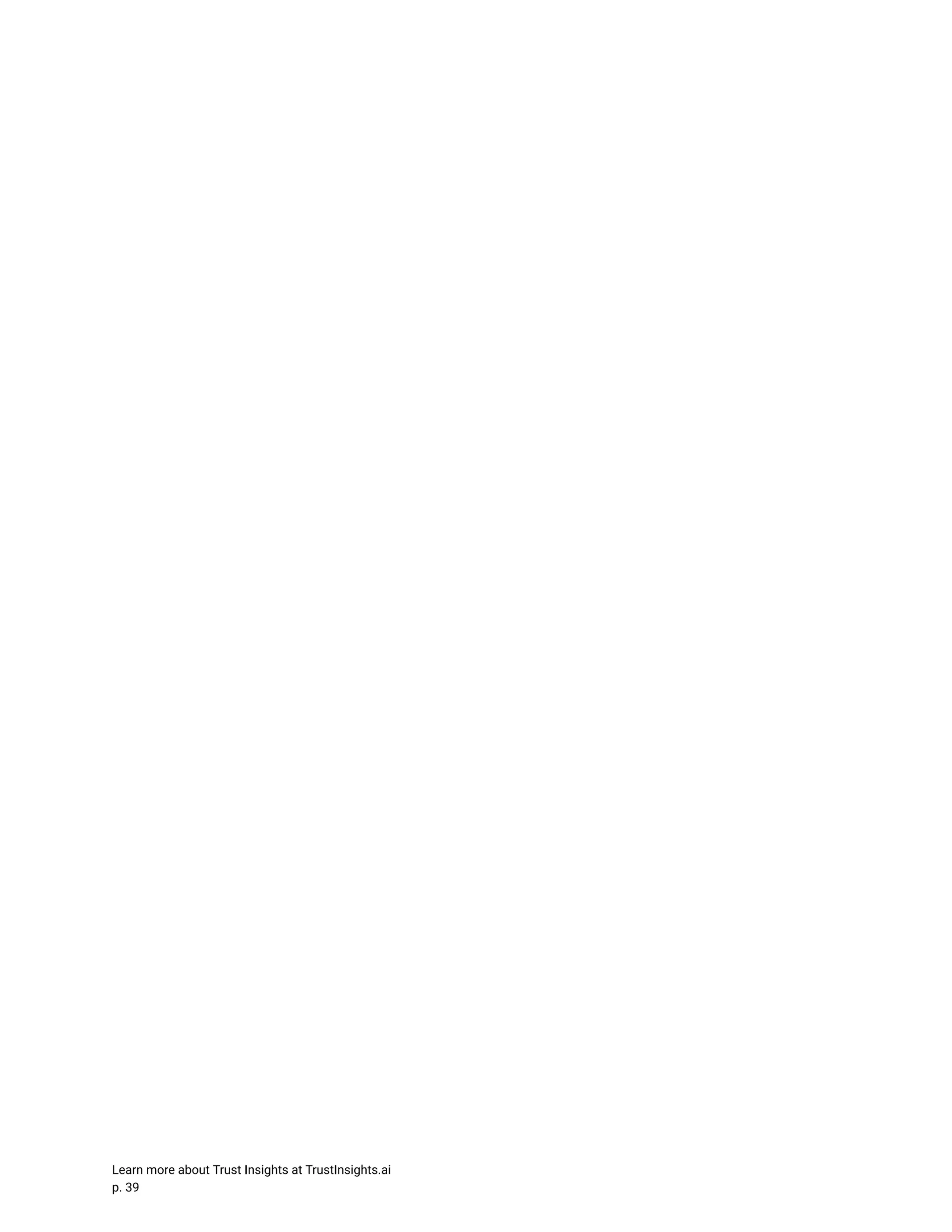 Learn more about Trust Insights at TrustInsights.ai p. 39​ 