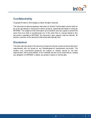 2
©
Confidentiality
Copyright © Intense Technologies Limited. All rights reserved.
This document contains proprietary info...