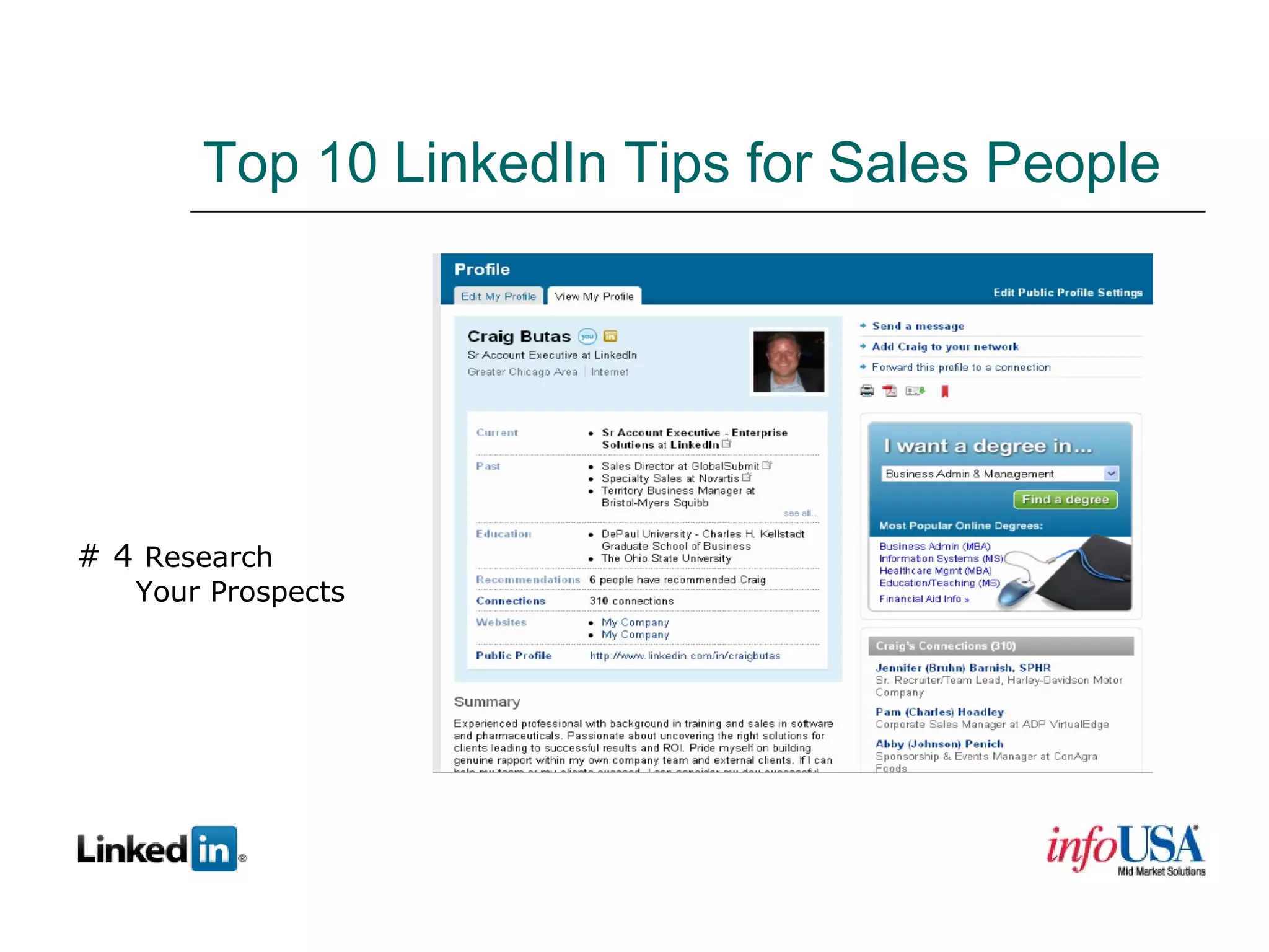 Top 10 LinkedIn Tips for Sales People # 4  Research  Your Prospects 