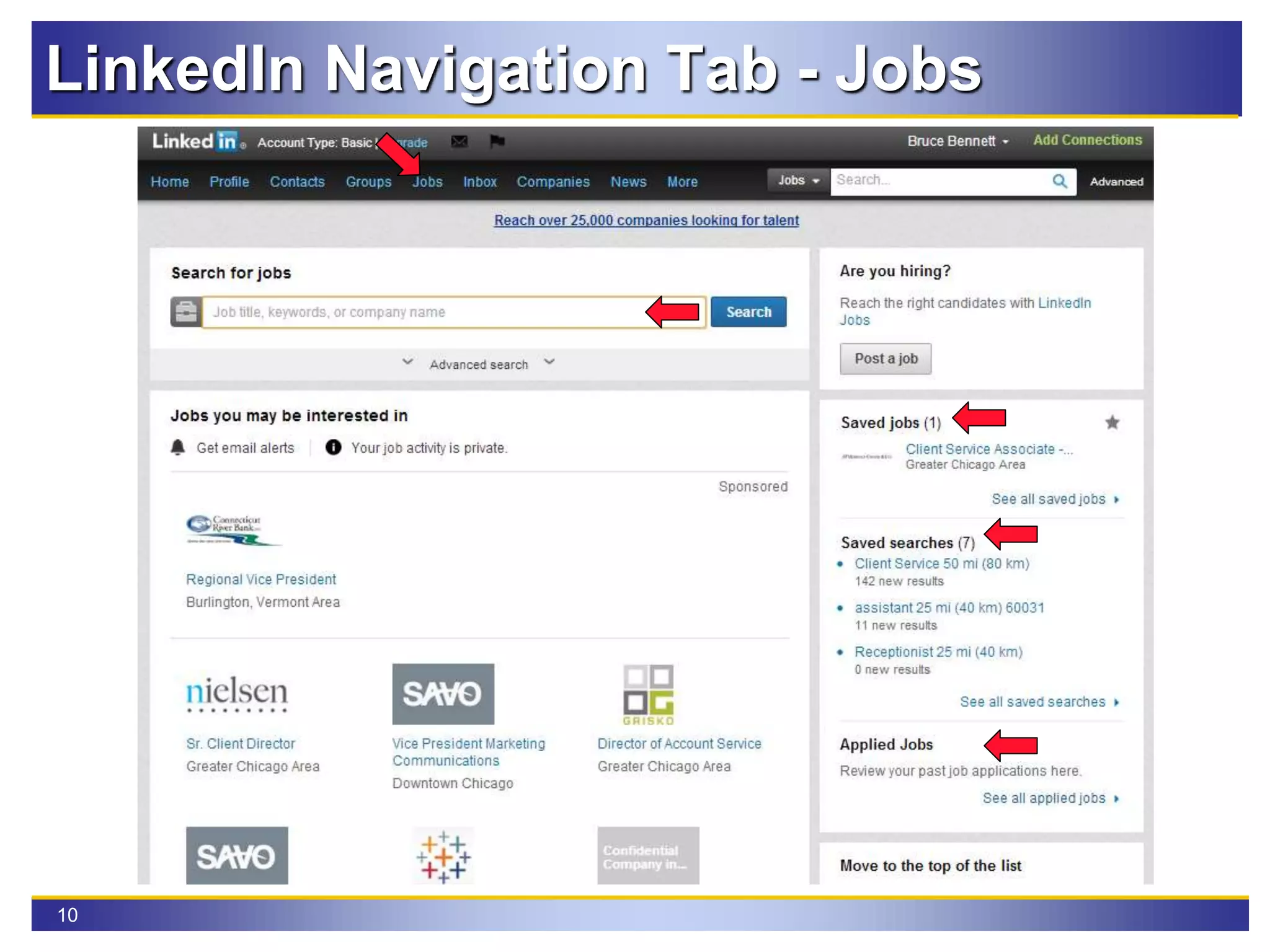10
LinkedIn Navigation Tab - Jobs
 