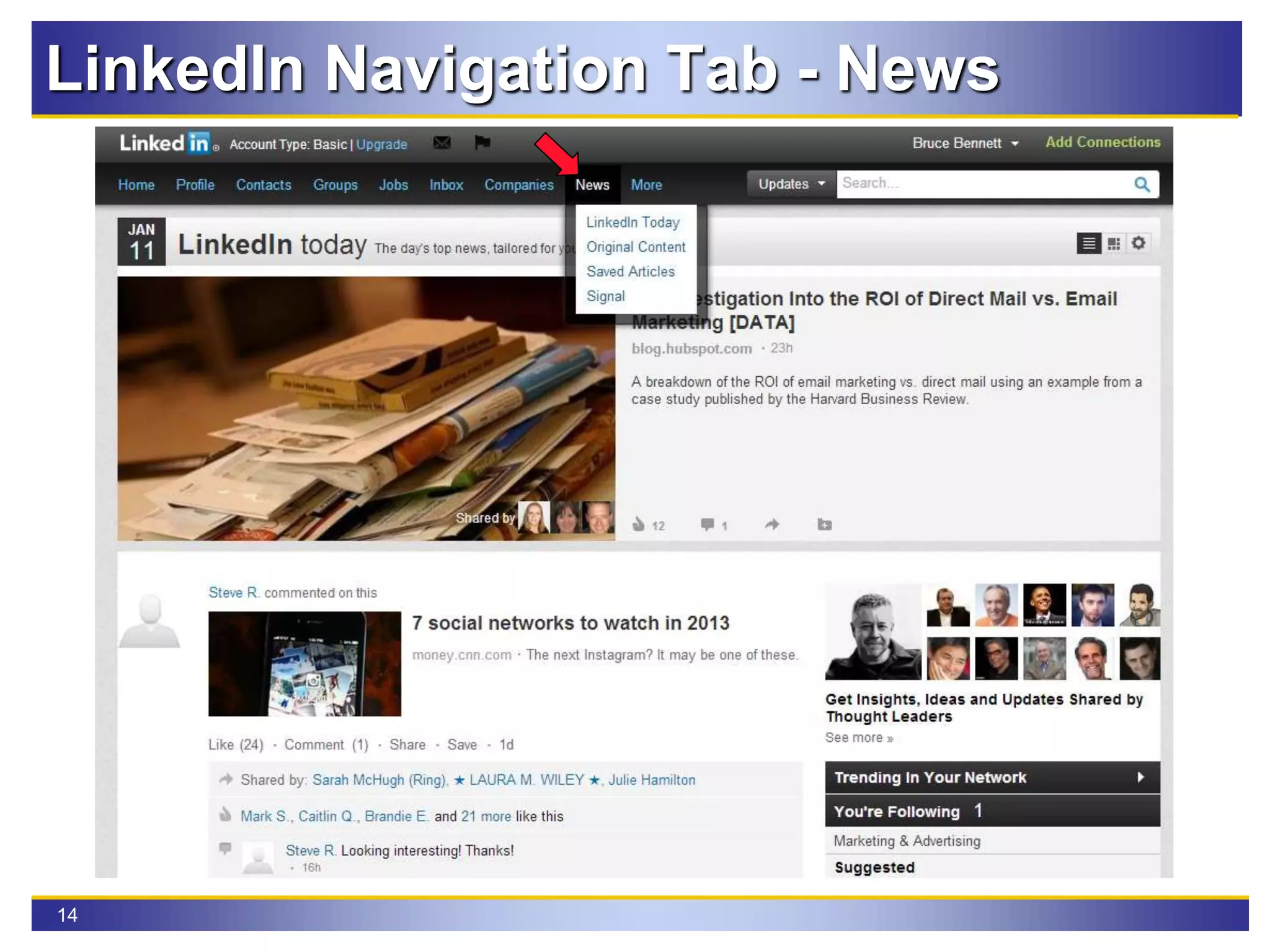 14
LinkedIn Navigation Tab - News
 