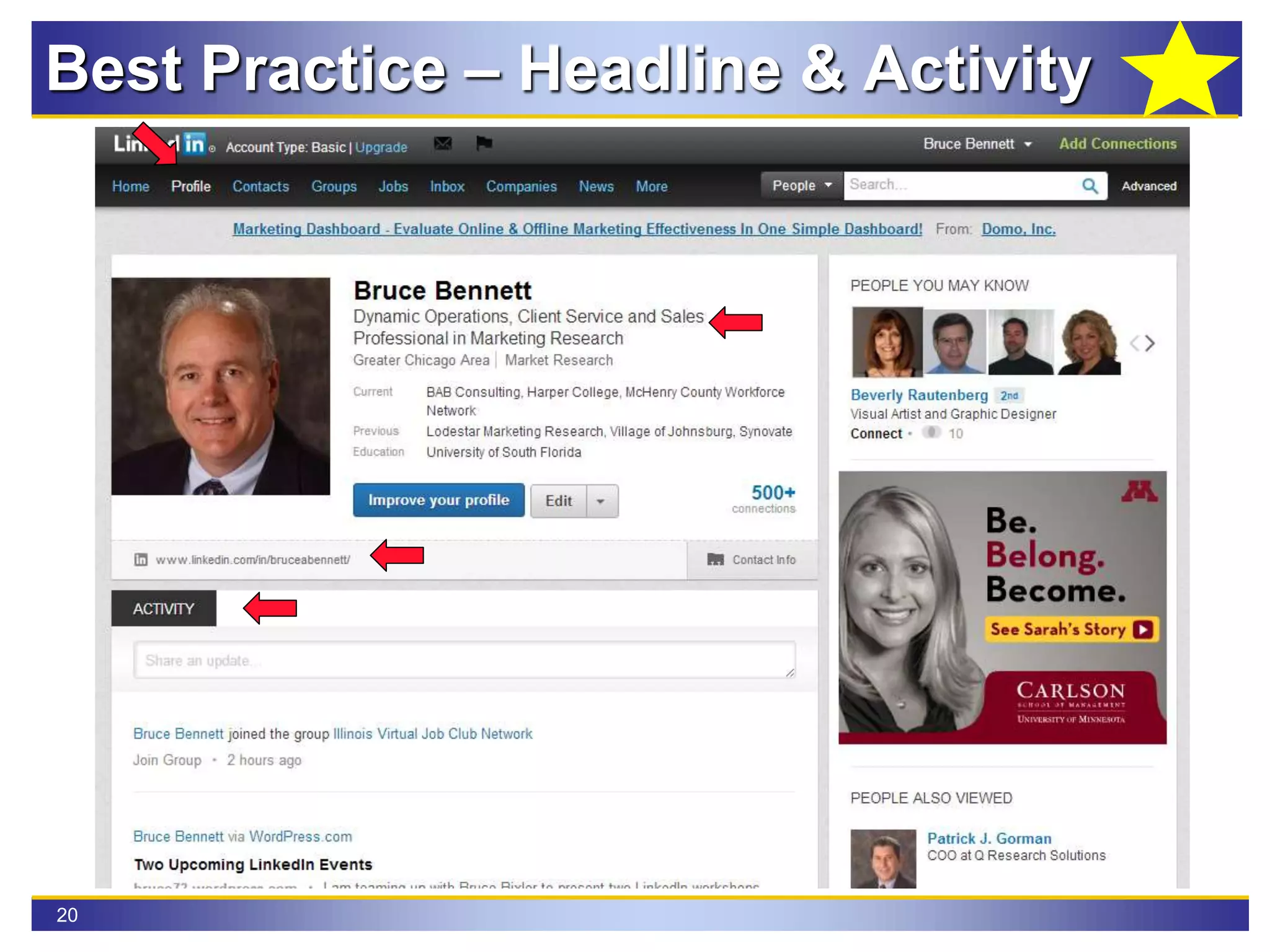 20
Best Practice – Headline & Activity
 