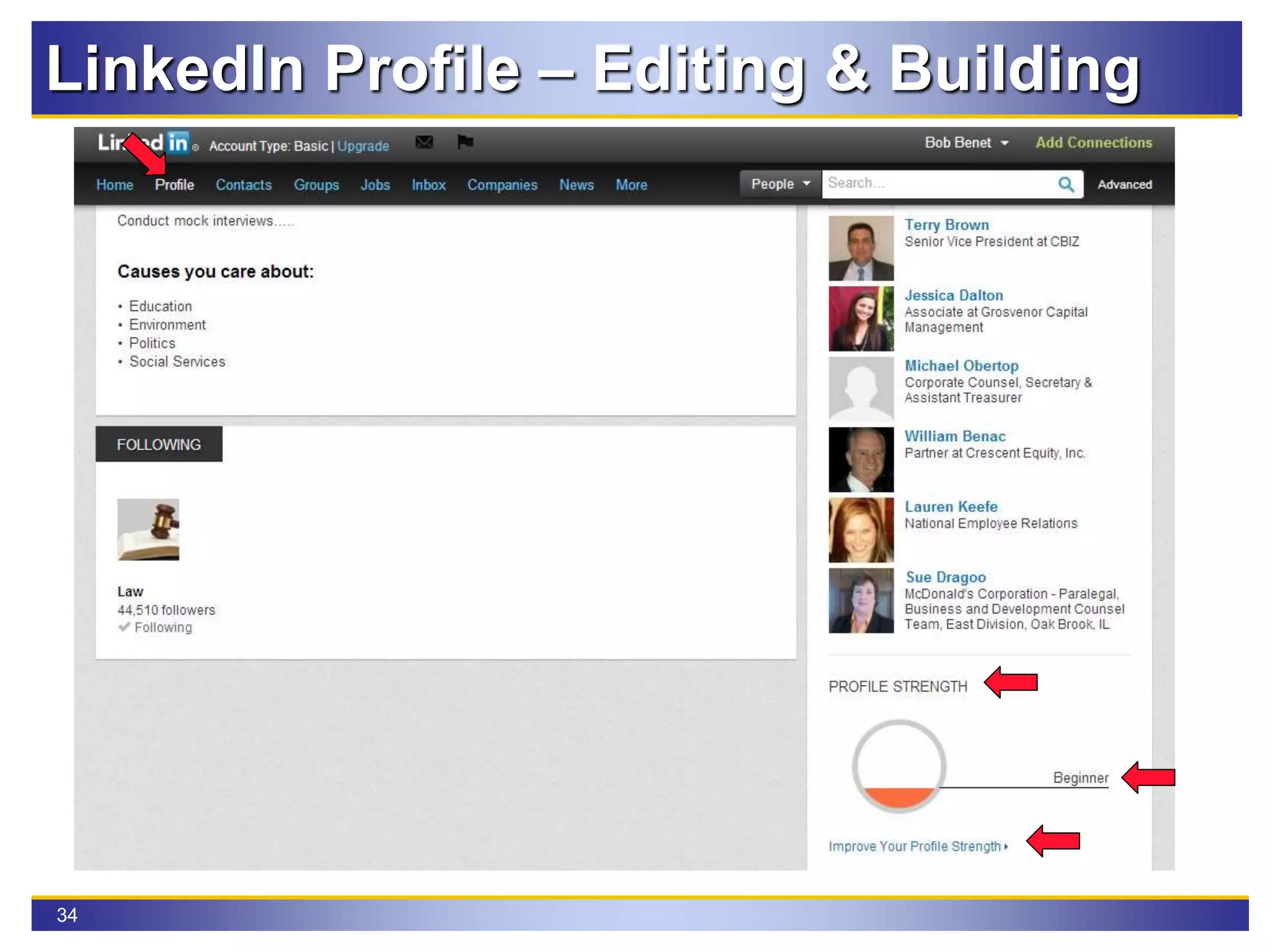 34
LinkedIn Profile – Editing & Building
 