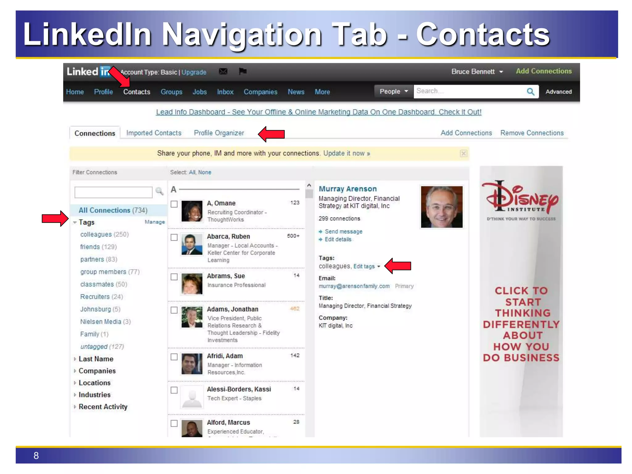 8
LinkedIn Navigation Tab - Contacts
 