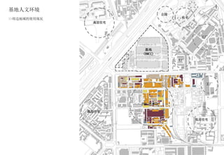 基地人文环境
                                公园
>>周边地域的使用现况                           住宅
               高层住宅



                                            工厂


                       基地
                      (BMCC)
                                     工厂




                                              工厂




                      798 艺术区

              低层住宅

                                           低层住宅
 