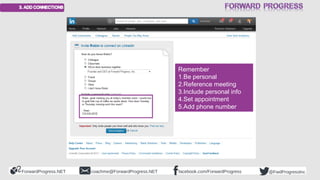 ForwardProgress.NET facebook.com/ForwardProgresscoachme@ForwardProgress.NET @FwdProgressInc
Remember
1.Be personal
2.Refer...